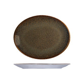 Bonna China Dhara 14.25" x 11" x h:1.25" Oval Brown Porcelain Platter